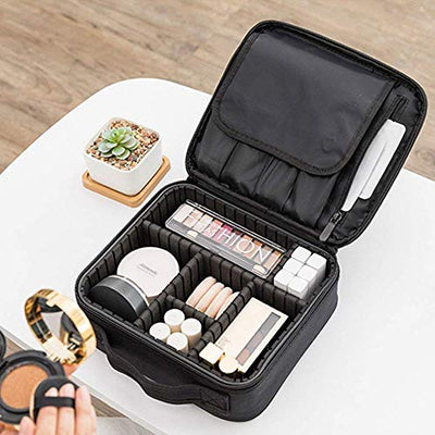 Cosmetic Storage Case with Adjustable Compartment (Lama Green)