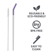 Reusable Straw Set Steel Straw, 1 Silicone Tip & 1 Cleaning Brush (3 Pcs)