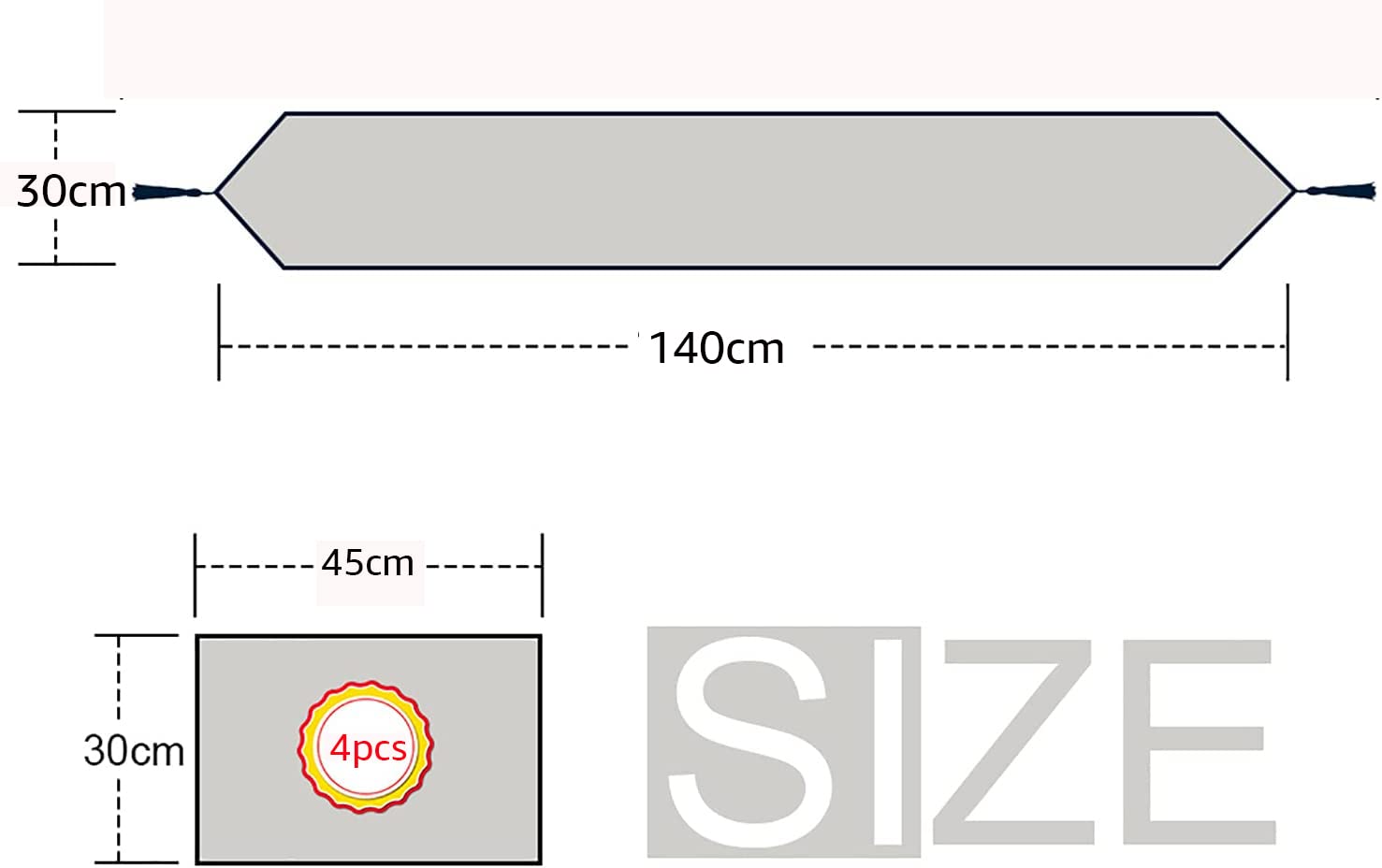 Table Runner, Linen Cotton Tassel Retro (1 Runner Blue Pattern)