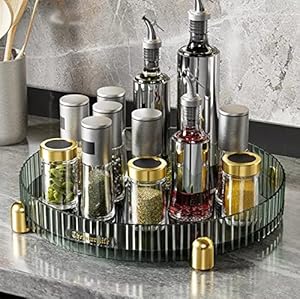 Plastic Turntable Cabinet Organizer,Rotating Storage (Green, Medium)