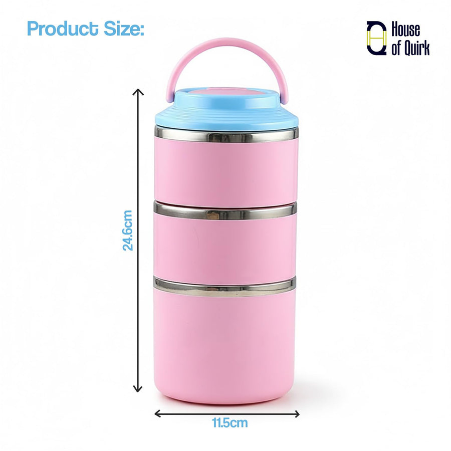 3 Layer 304 Stainless Steel Round Lunch Box