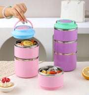 3 Layer 304 Stainless Steel Round Lunch Box