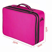 3 Layer Cosmetic Organizer Beauty Artist Storage Brush Box with Shoulder Strap - Pink