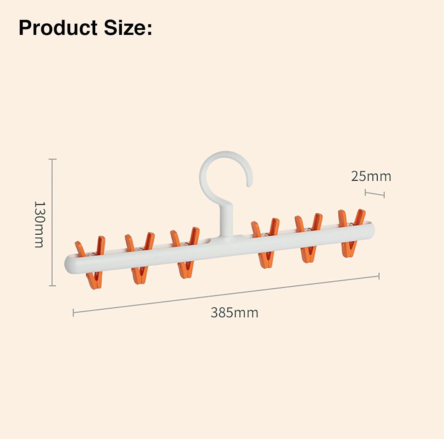 360° Rotating Hat & Clothes Rack – Clips Organizer for Closet & Room (White)