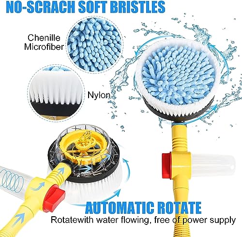 Auto Rotating Retractable Car Wash Brush, (Yellow)