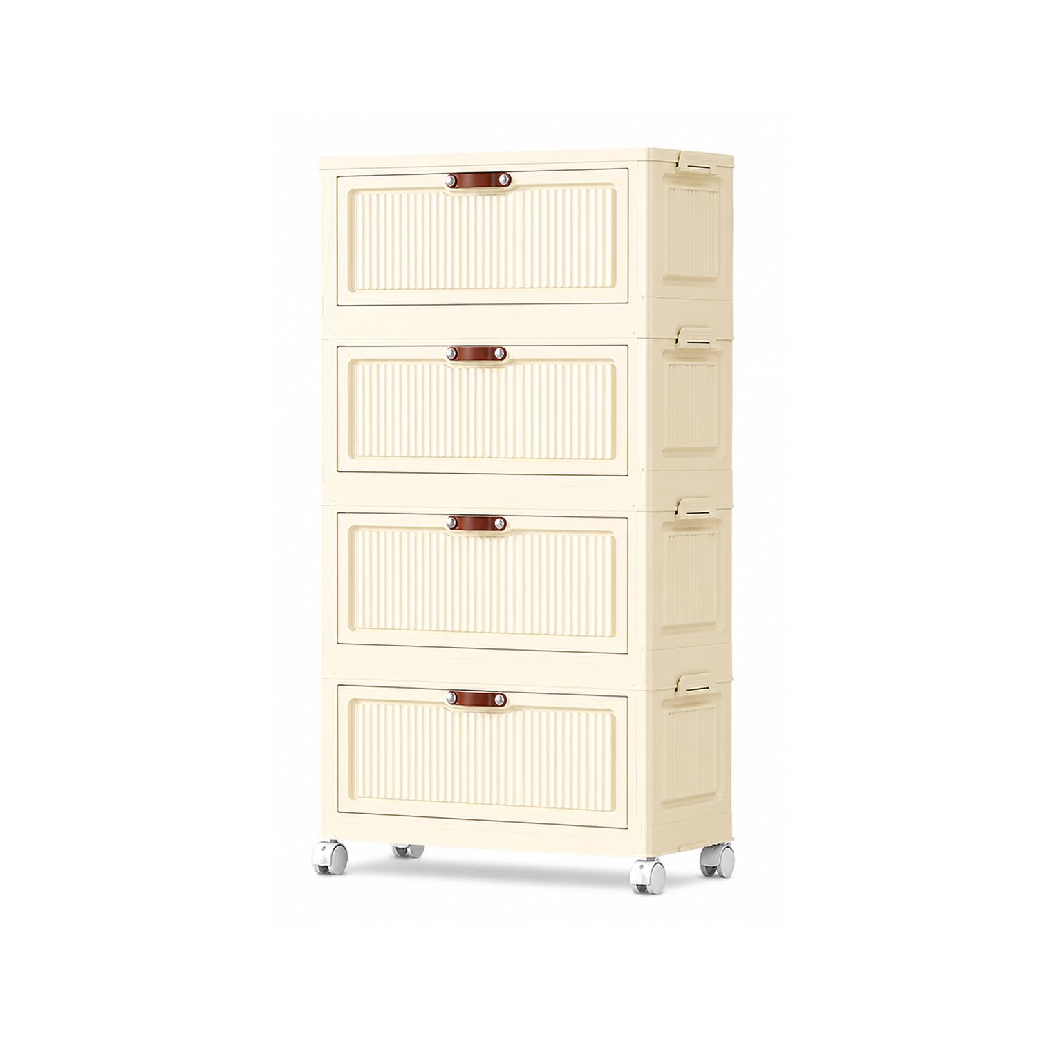 Slim Bathroom Storage Cabinet with Wheels & Drawers - White