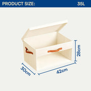 Wardrobe Storage Box with Lid & Window - Beige