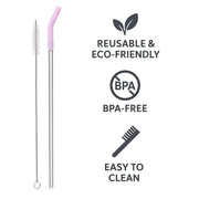 Reusable Straw Set Steel Straw, 1 Silicone Tip & 1 Cleaning Brush (3 Pcs)