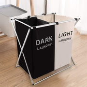 3 Section Laundry Basket with Oxford Bags - Multicolor