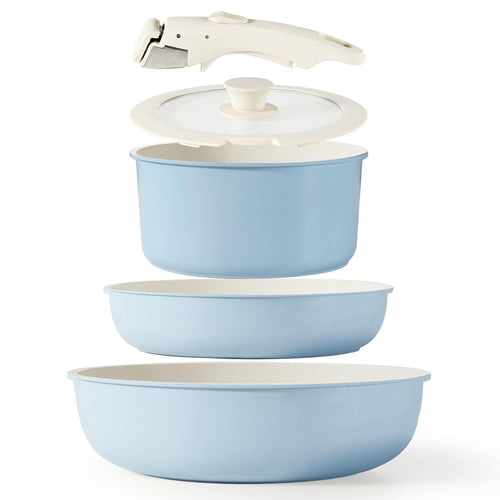 Maifan Stone Nonstick Cookware Set of 5 Detachable Handle Pots & Pans