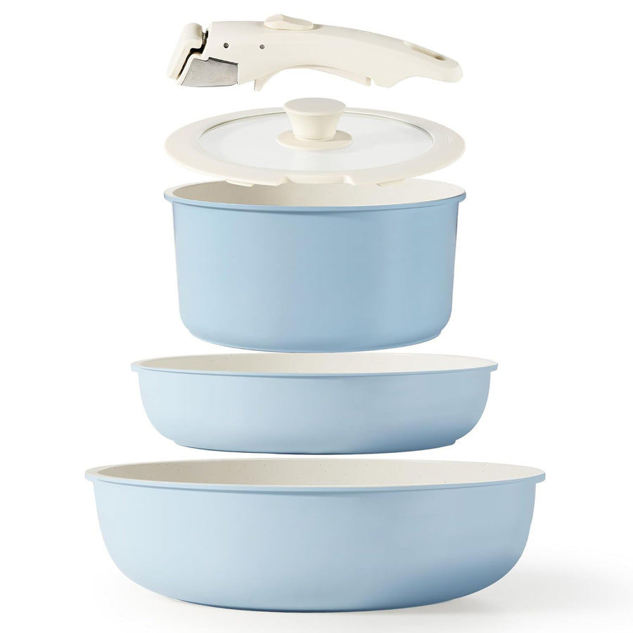Maifan Stone 5-Piece Nonstick Cookware Set Detachable Handle Induction Safe