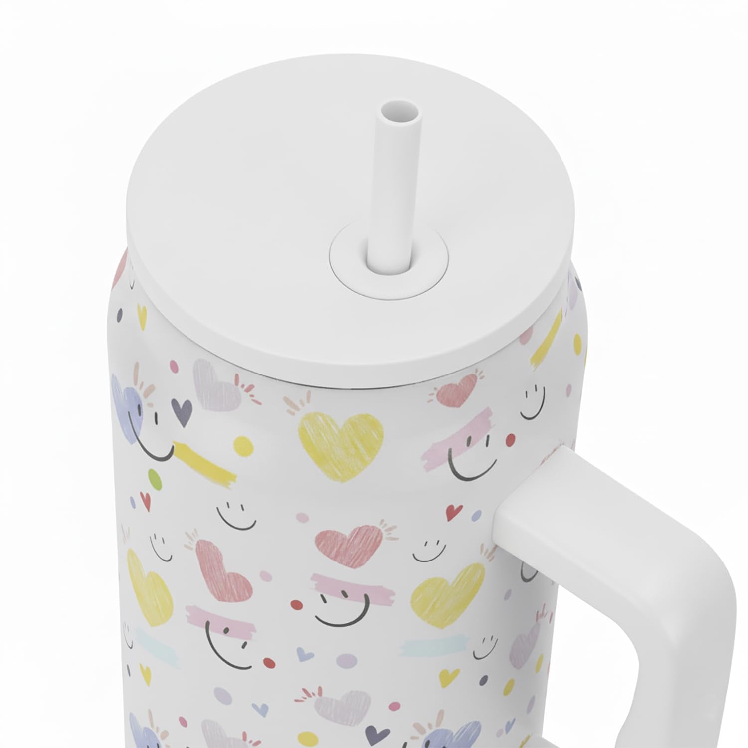 1500ML Mug Tumbler with Handle and Straw Lid (Printed)