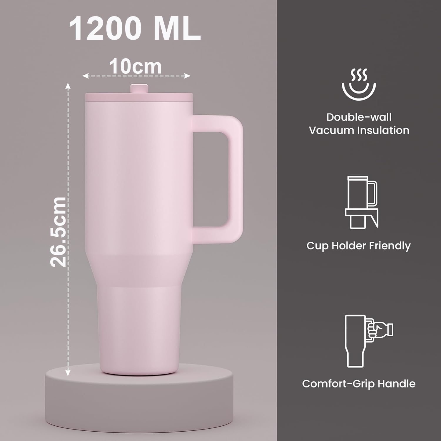 1200ML Tumbler with Handle & Simple Flip Straw