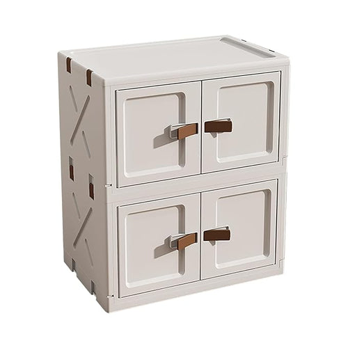 2 Layer Plastic Storage Box – Flip Cabinet (40cm, Cream)