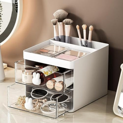 Small Desk Organizer with Drawer (White)