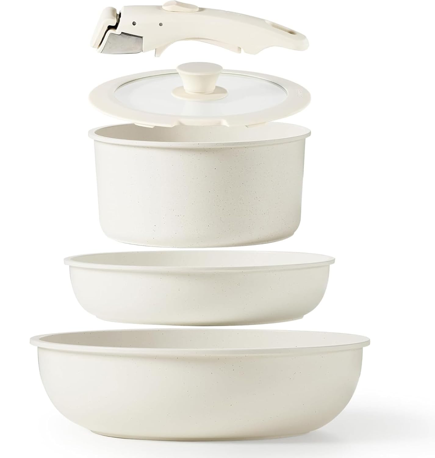 Maifan Stone Nonstick Cookware Set of 5 Detachable Handle Pots & Pans