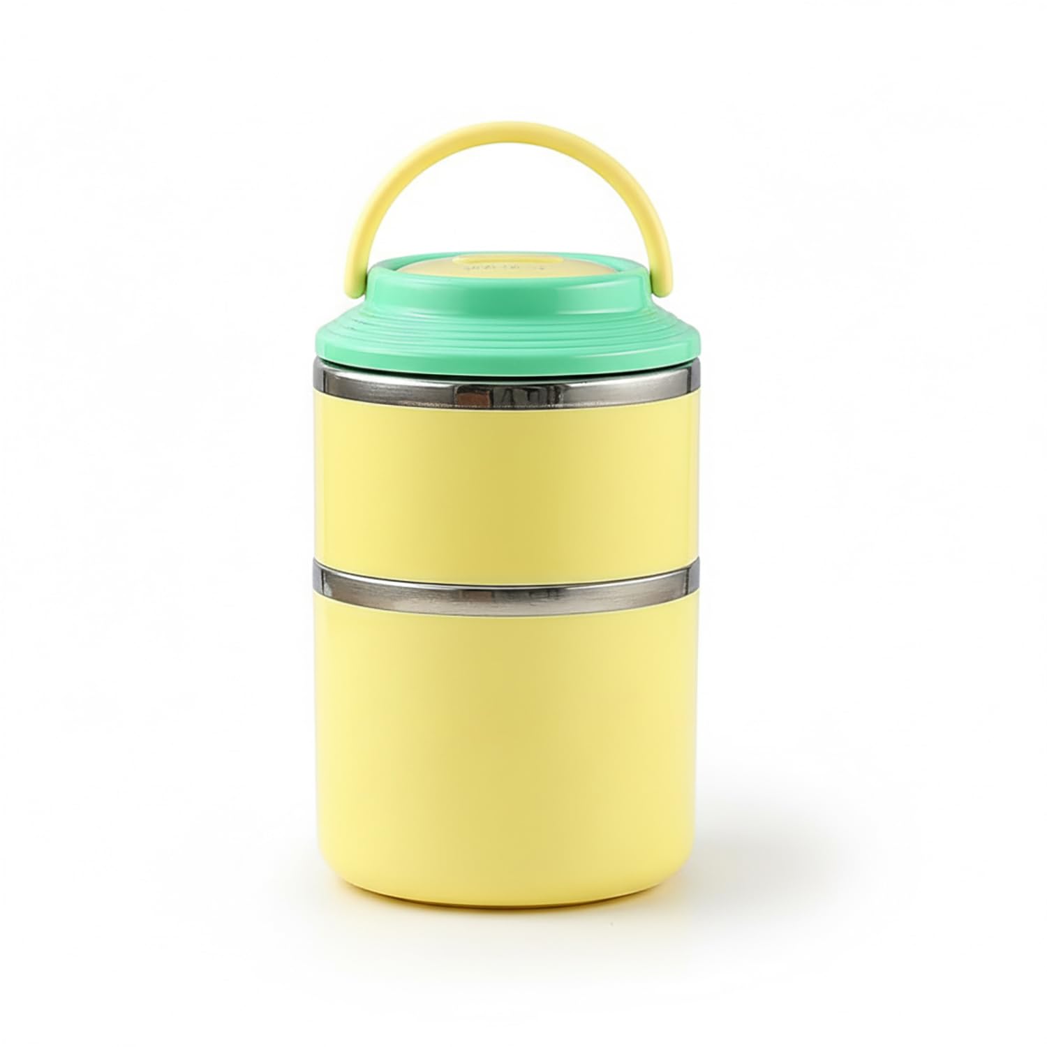 2 Layer 304 Stainless Steel Round Lunch Box for Office
