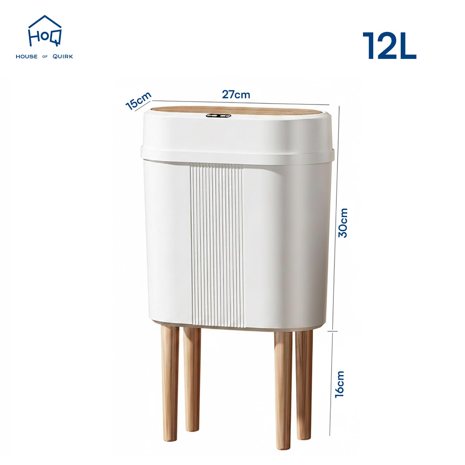 12L Slim Modern Dustbin with Lid & 4-Leg Stand  Space-Saving Waste Bin