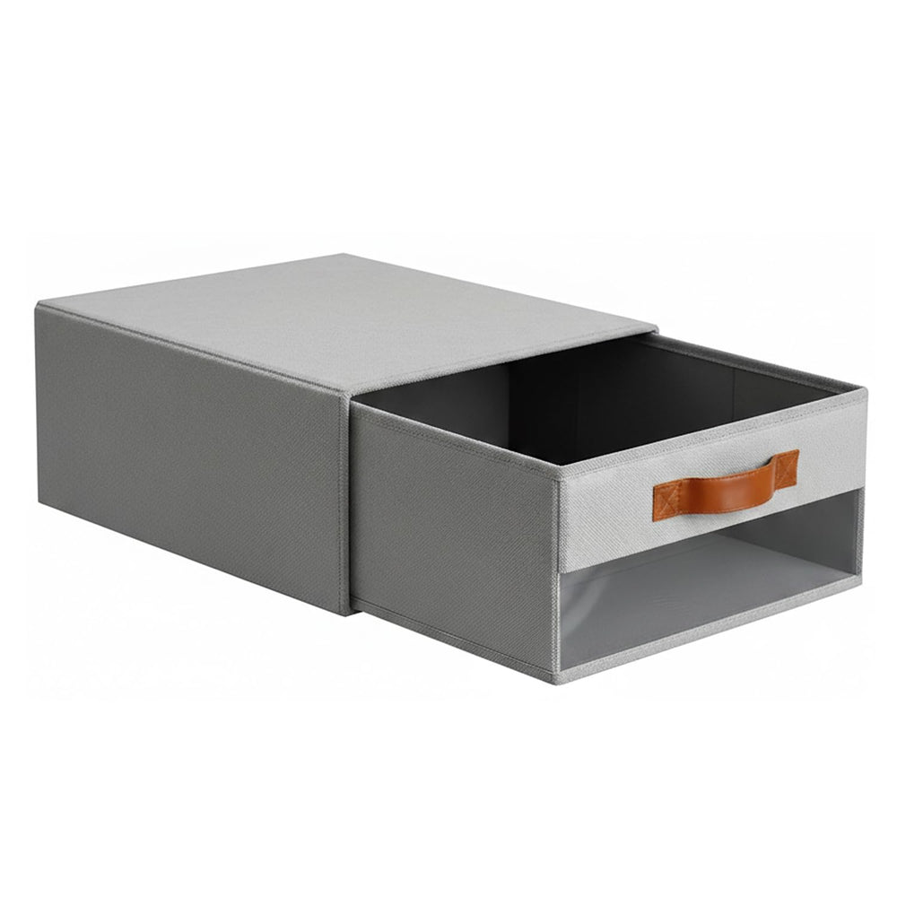 Foldable Closet Storage Bin with Clear Window & Handles Organizer for Clothes (Grey)