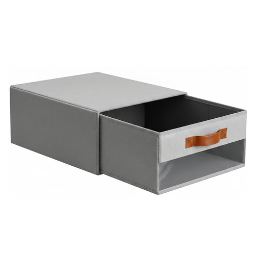 Foldable Closet Storage Bin with Clear Window & Handles Organizer for Clothes (Grey)