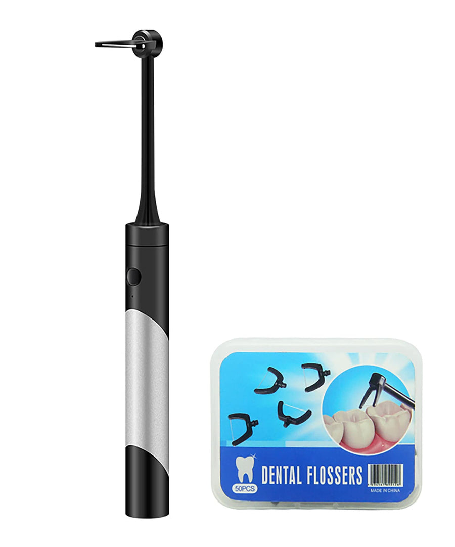 Electric Floss Smart Flosser for Teeth Cleaning Cordless (Black/Silver)