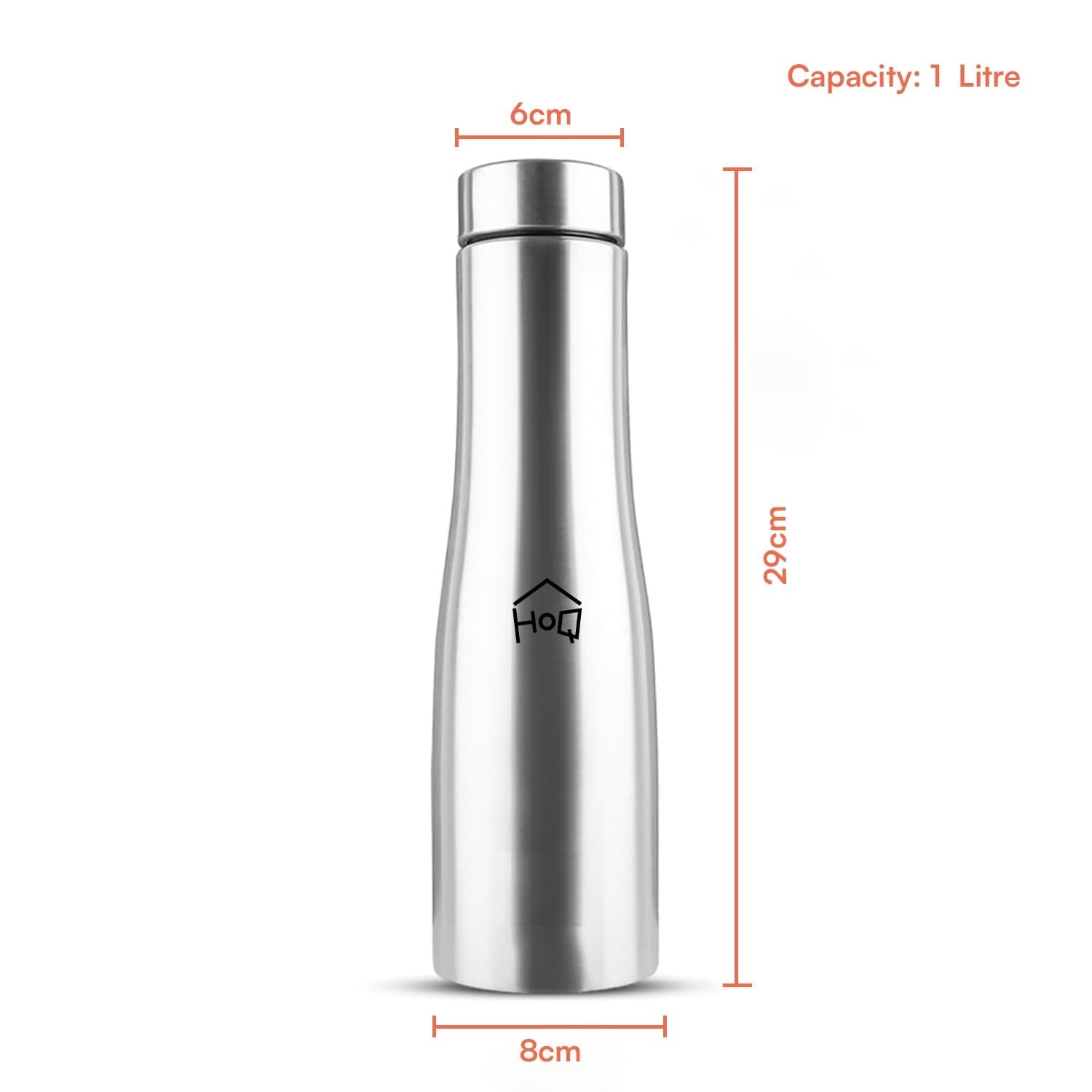 1 Litre Stainless Steel Water Bottle with Sipper Cap – Single Wall, Leak-Resistant Sports & Fridge Bottle (Silver)
