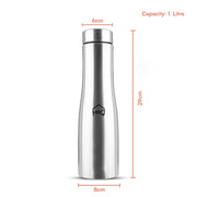 1 Litre Stainless Steel Water Bottle with Sipper Cap – Single Wall, Leak-Resistant Sports & Fridge Bottle (Silver)
