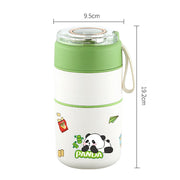 700ml 304 Stainless Steel Insulated Breakfast Cup with Lid & Spoon Leakproof Jar  (Green)