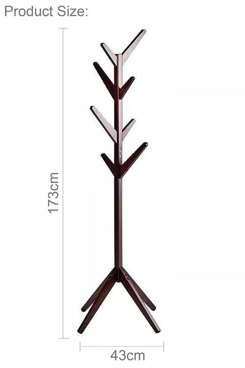 Free Standing Bamboo Coat Rack with 4 Tiers 8 Hooks Bamboo Dark Brown
