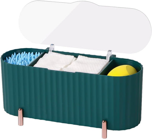 3 Grids Separate Cotton Swabs Dispenser Cotton Ball Storage Box