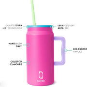 1500ML Mug Tumbler with Handle and Straw Lid