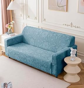 Universal Jacquard Sofa Slipcover (Three Seater, Light Blue)