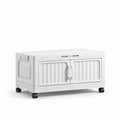 Folding Plastic Storage Cabinet with Wheels - White