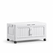 Folding Plastic Storage Cabinet with Wheels - White