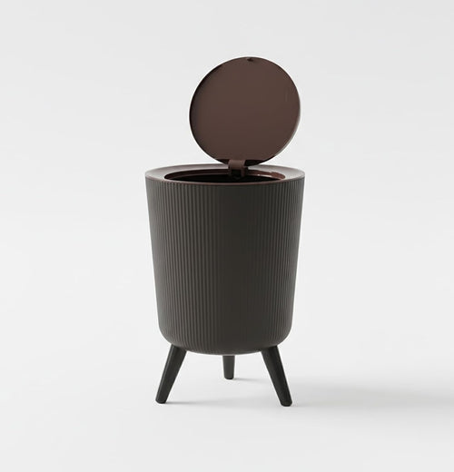 9L Trash Can with Lid – Slim Round Dustbin (Black)