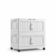 Folding Plastic Storage Cabinet with Wheels - White