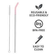 Reusable Straw Set Steel Straw, 1 Silicone Tip & 1 Cleaning Brush (3 Pcs)