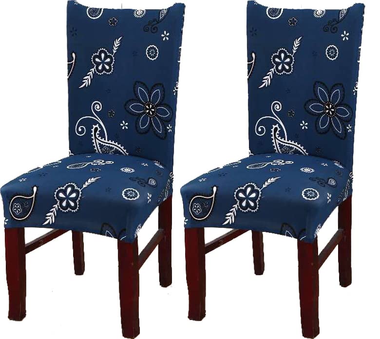 Polyester Elastic Stretch Removable Washable (Dark Blue Paisley)