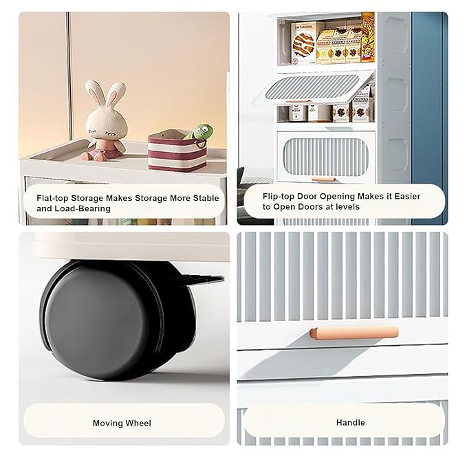 Stackable Collapsible Storage Boxes with Wheels and Doors – Versatile Plastic ( White 40 cm)