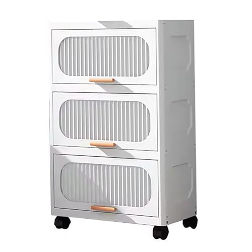 Stackable Collapsible Storage Boxes with Wheels and Doors – Versatile Plastic ( White 40 cm)