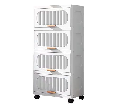 Stackable Collapsible Storage Boxes with Wheels and Doors – Versatile Plastic ( White 40 cm)