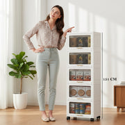 Foldable Storage Box ,Closet Organizers Plastic with doors and lids White 55 CM