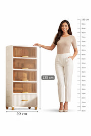 Bathroom Storage Cabinet – Freestanding Organizer with Drawers & Shelf (White,50CM)