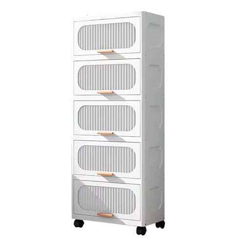 Stackable Collapsible Storage Boxes with Wheels and Doors – Versatile Plastic ( White 40 cm)