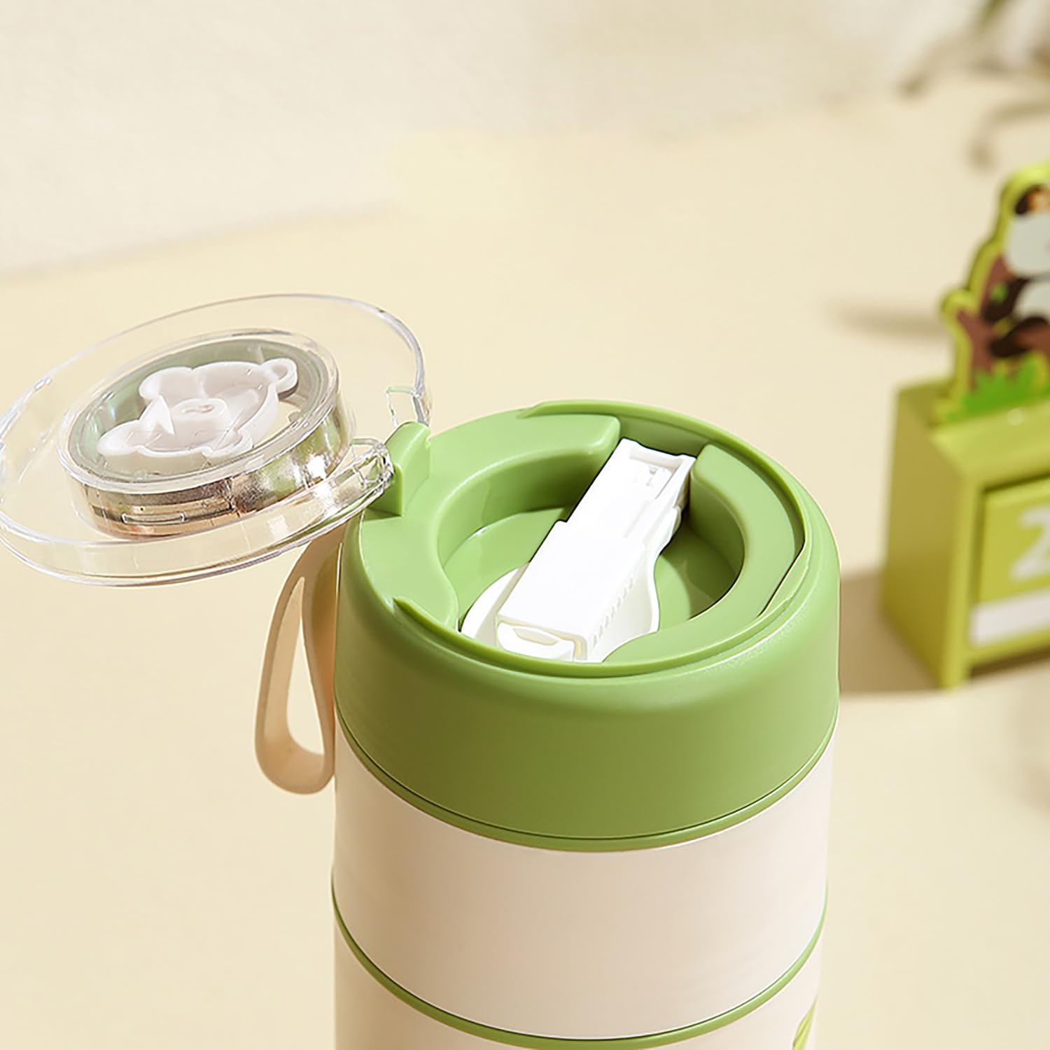 700ml 304 Stainless Steel Insulated Breakfast Cup with Lid & Spoon Leakproof Jar  (Green)