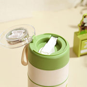 700ml 304 Stainless Steel Insulated Breakfast Cup with Lid & Spoon Leakproof Jar  (Green)