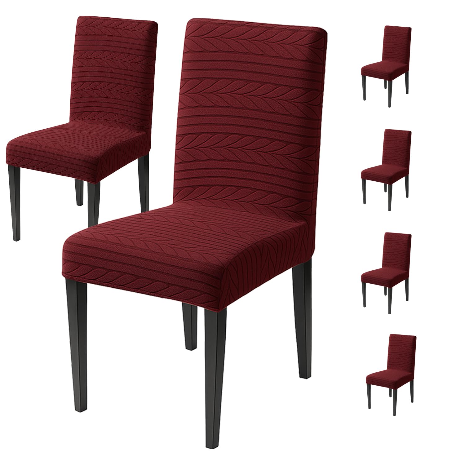 Flexible Stretch Dining Chair Cover – 220 GSM Jacquard Fabric Universal Fit (Maroon)