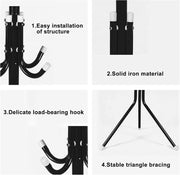 Coat Rack Freestanding Metal Coat Tree Hanger 12 Hooks Hat Rack for Hanging Bags