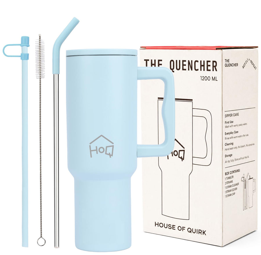 Stainless Steel Vacuum Tumbler with Straw and Lid & Handle - (1200 ML) (Solid colors)