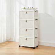 Foldable Storage Box Cart with Wheels & Handle (White)